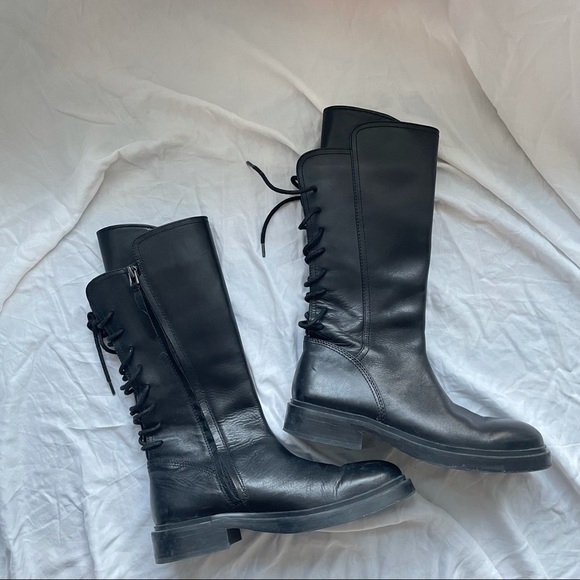 Sam Edelmen Franka Black Lace up Back Boots Size 6.5 - Picture 3 of 8